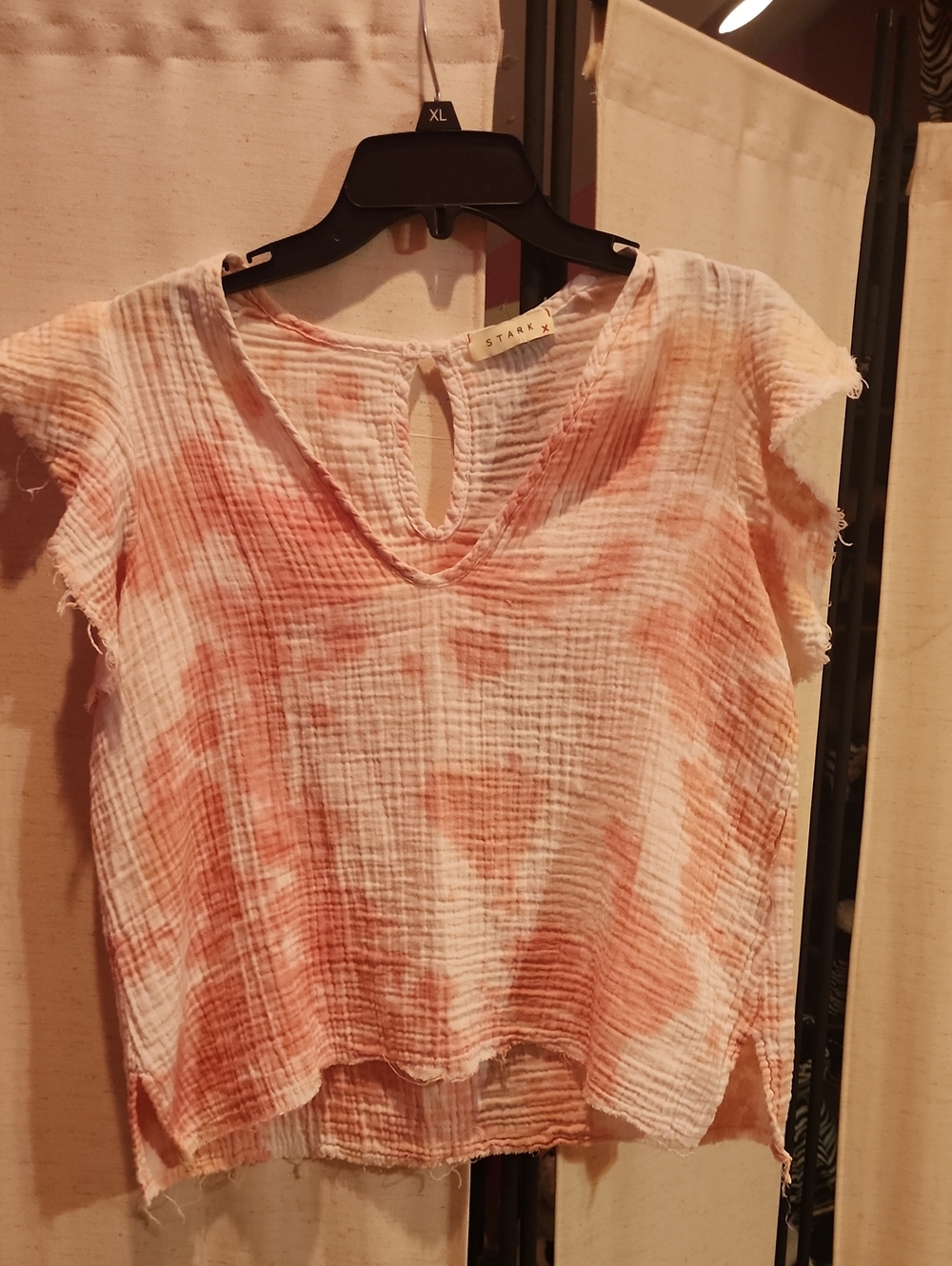 STARKX Pink Tie-Dye Cotton Gauze Crop Top